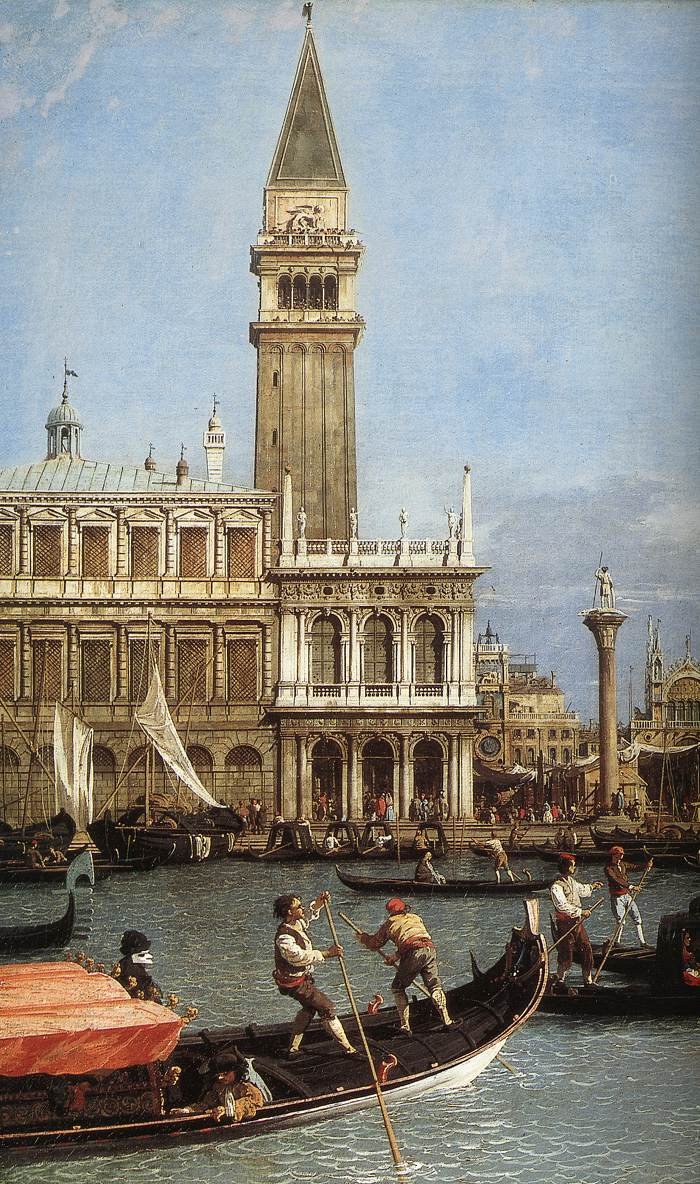 Powrót Bucentoro do Molo w Dniu Wniebowstąpienia (szczegóły) autorstwa Giovanni Antonio Canal