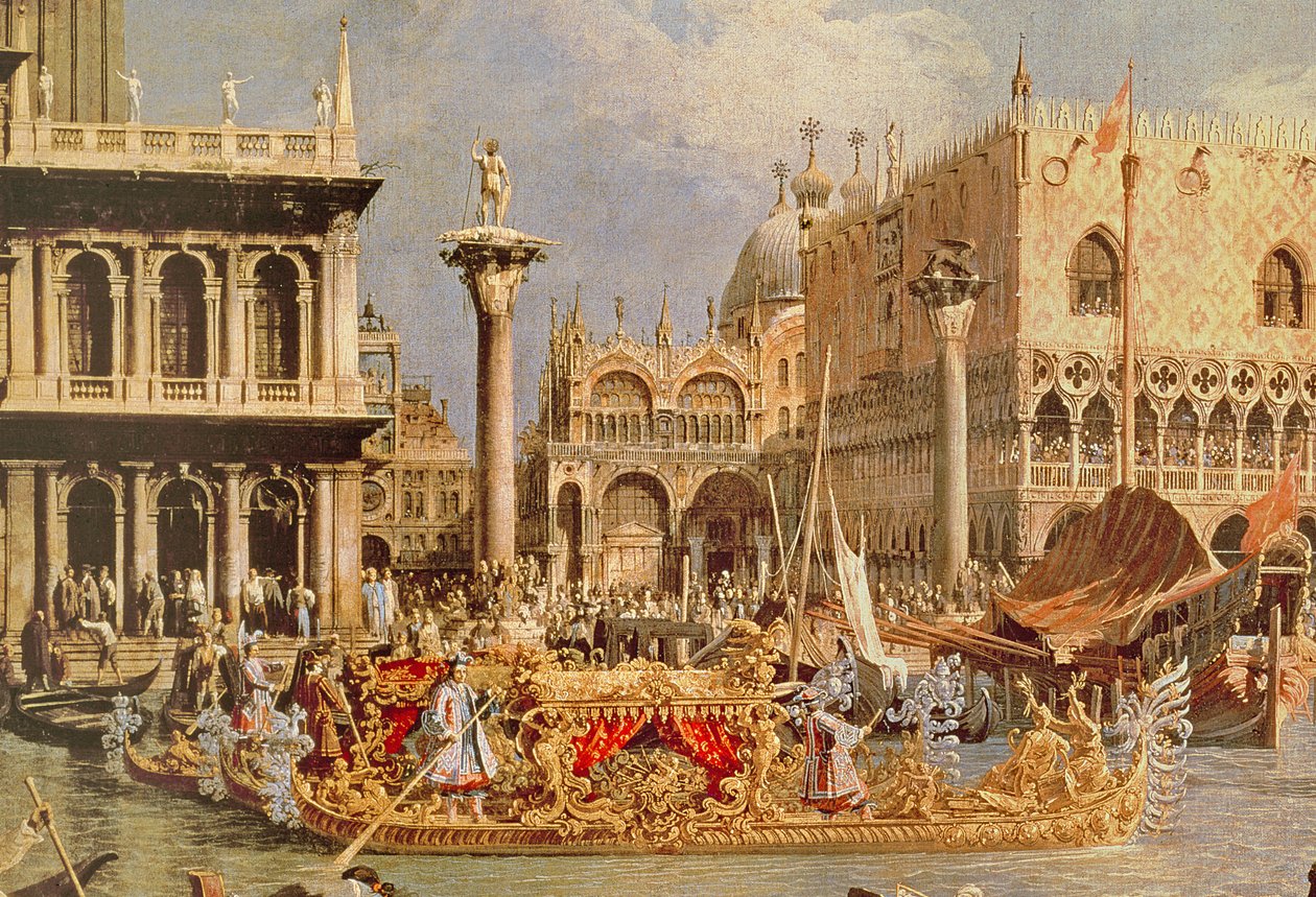 Powrót Bucintoro w Dzień Wniebowstąpienia (szczegóły 61315) autorstwa Giovanni Antonio Canal