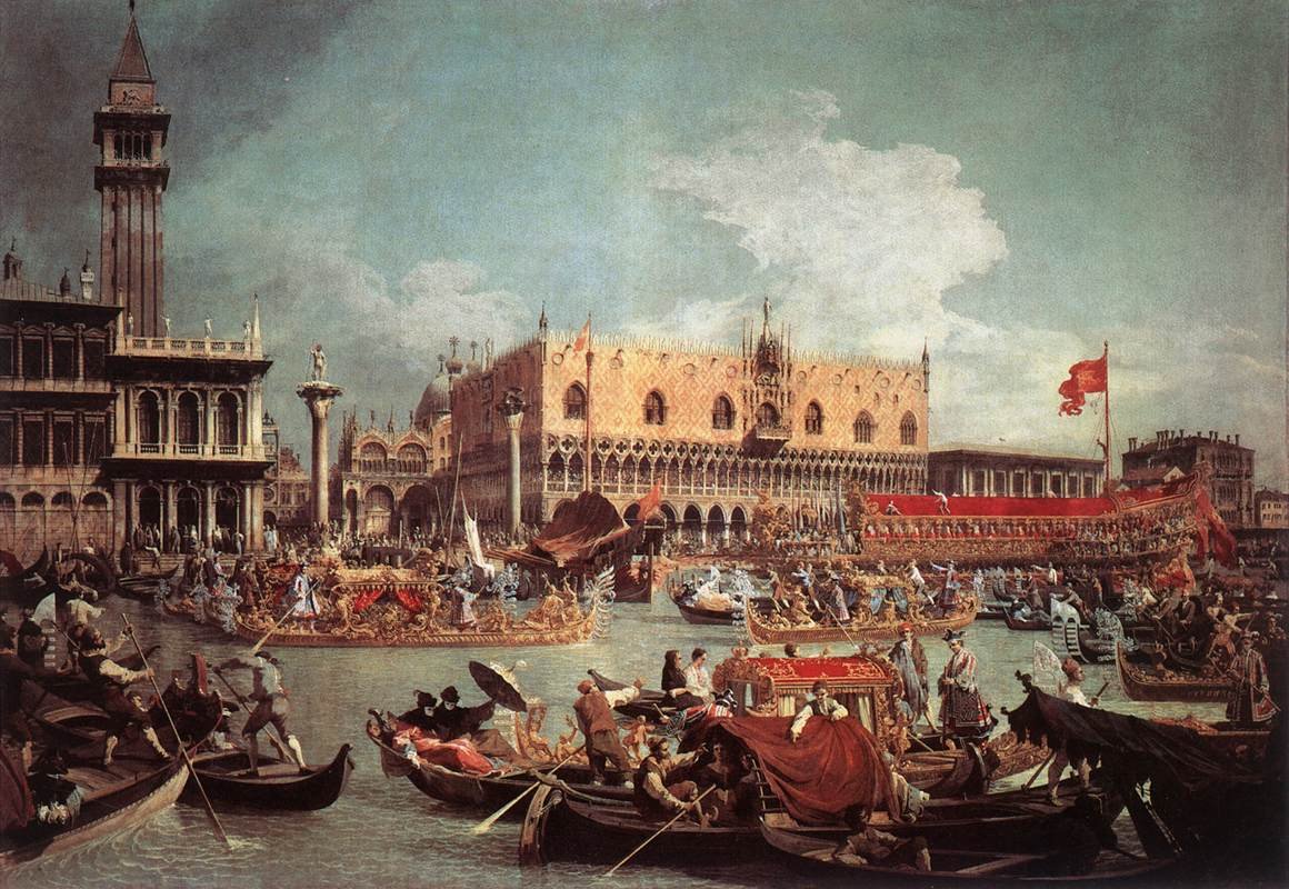 Bucintoro powracający do Molo w Dniu Wniebowstąpienia autorstwa Giovanni Antonio Canal