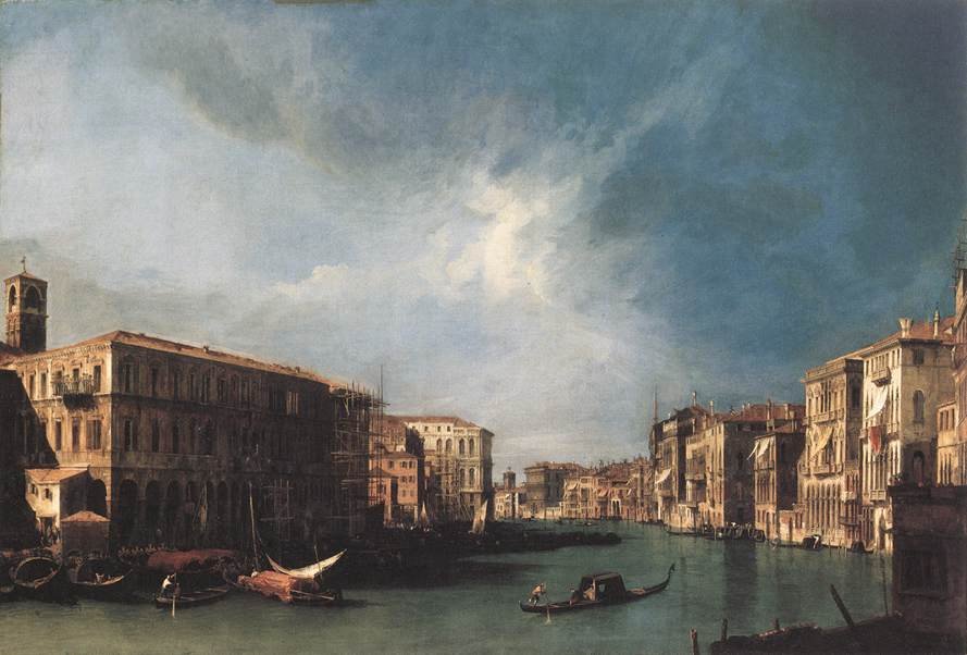 Grand Canal od Rialto w kierunku północnym autorstwa Giovanni Antonio Canal