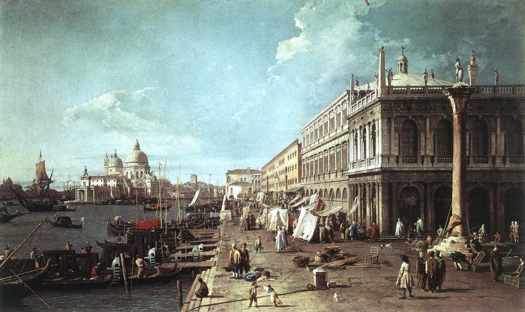 Molo z Biblioteką i wejściem na Canal Grande autorstwa Giovanni Antonio Canal