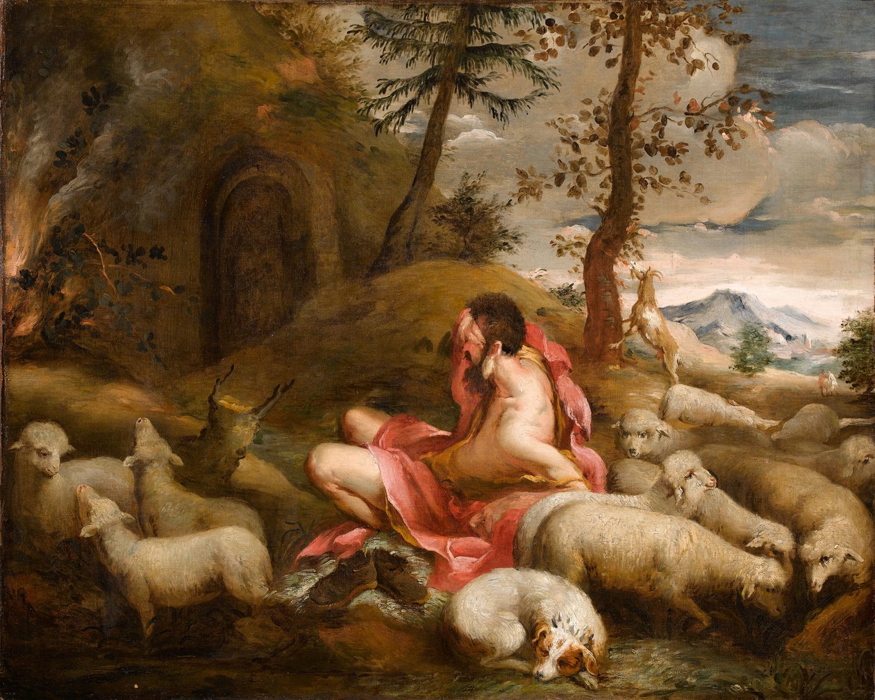 Mojżesz i gorejący krzew na górze Horeb autorstwa Giovanni Antonio Guardi