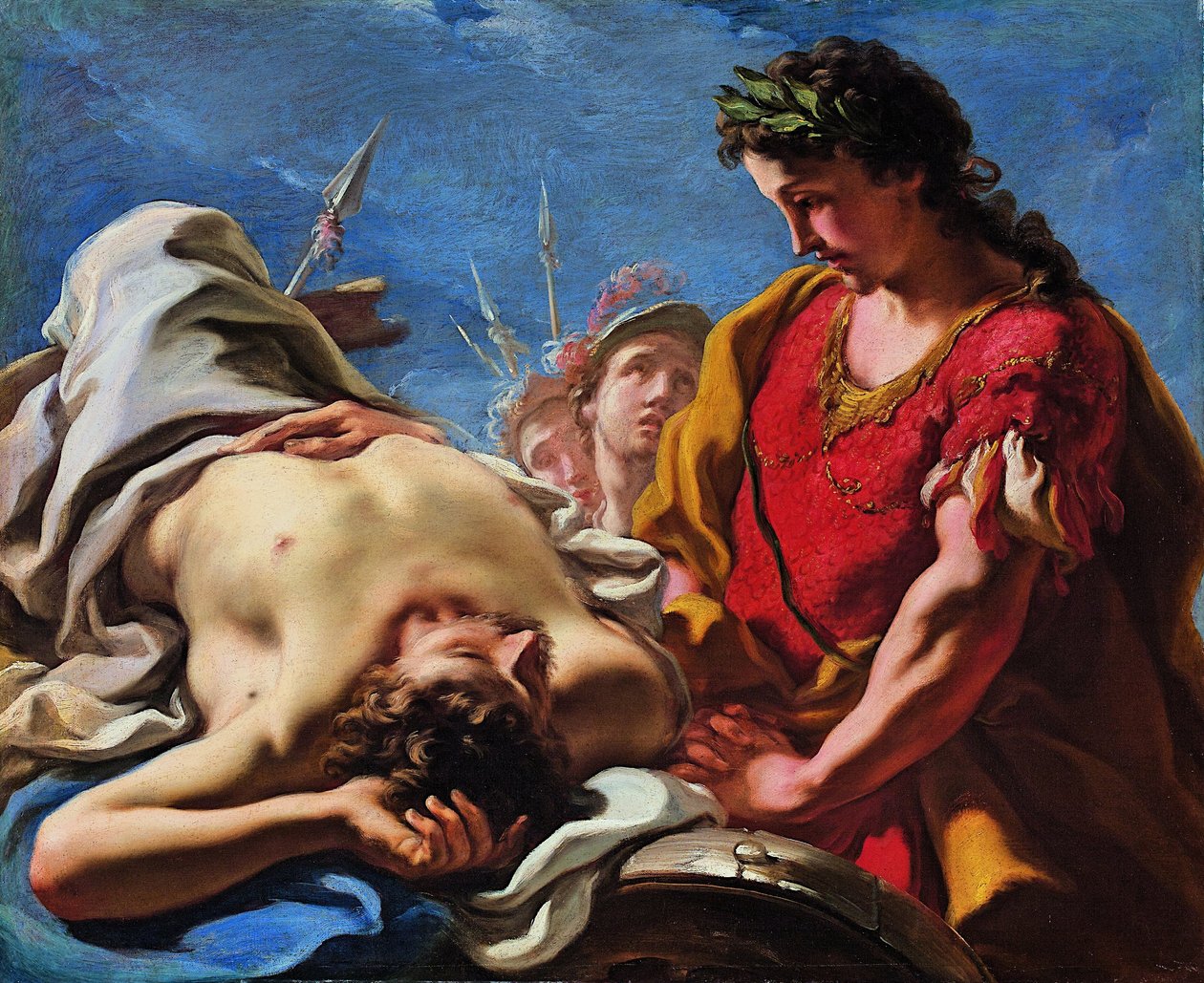 Aleksander przy zwłokach zmarłych Darius autorstwa Giovanni Antonio Pellegrini