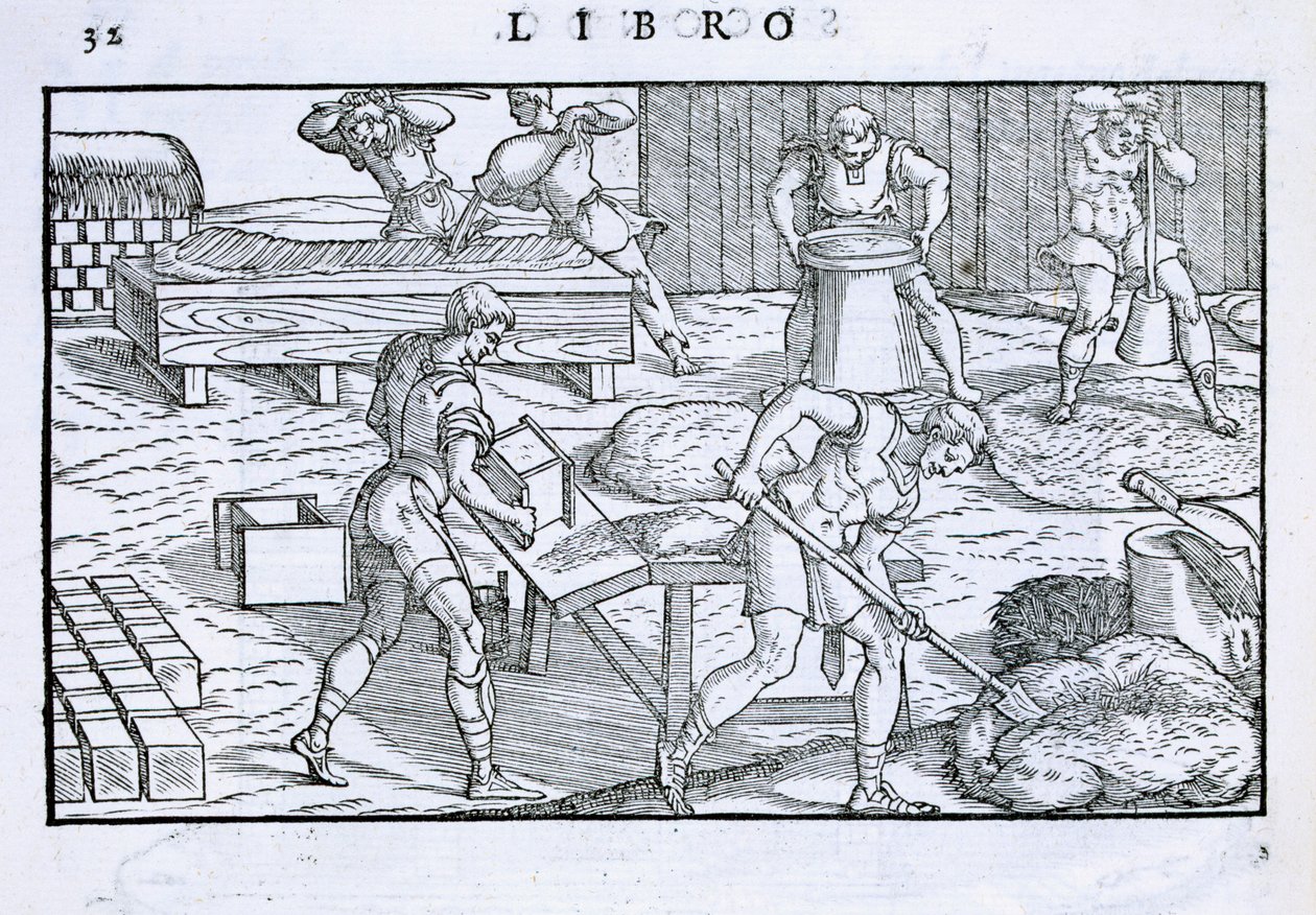 Budownictwo ludowe i cegła, z „Della Architettura”, wydana 1590 autorstwa Giovanni Antonio Rusconi