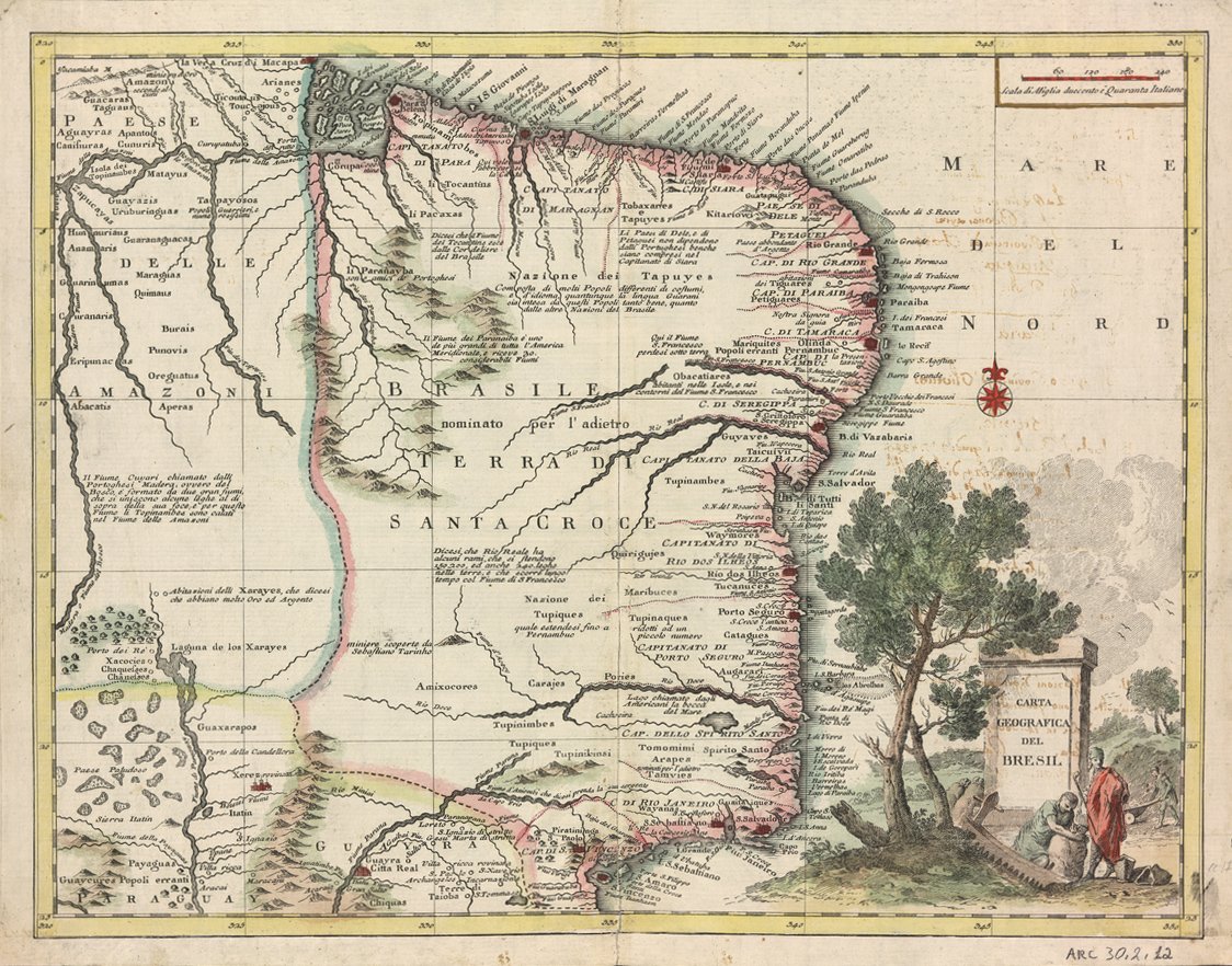 Mapa geograficzna Brazylii autorstwa Giovanni Battista Albrizzi