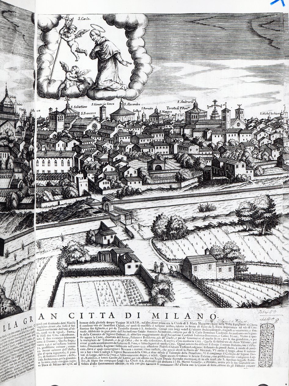 Fragment mapy Mediolanu, 1640 r autorstwa Giovanni Battista Bonacina