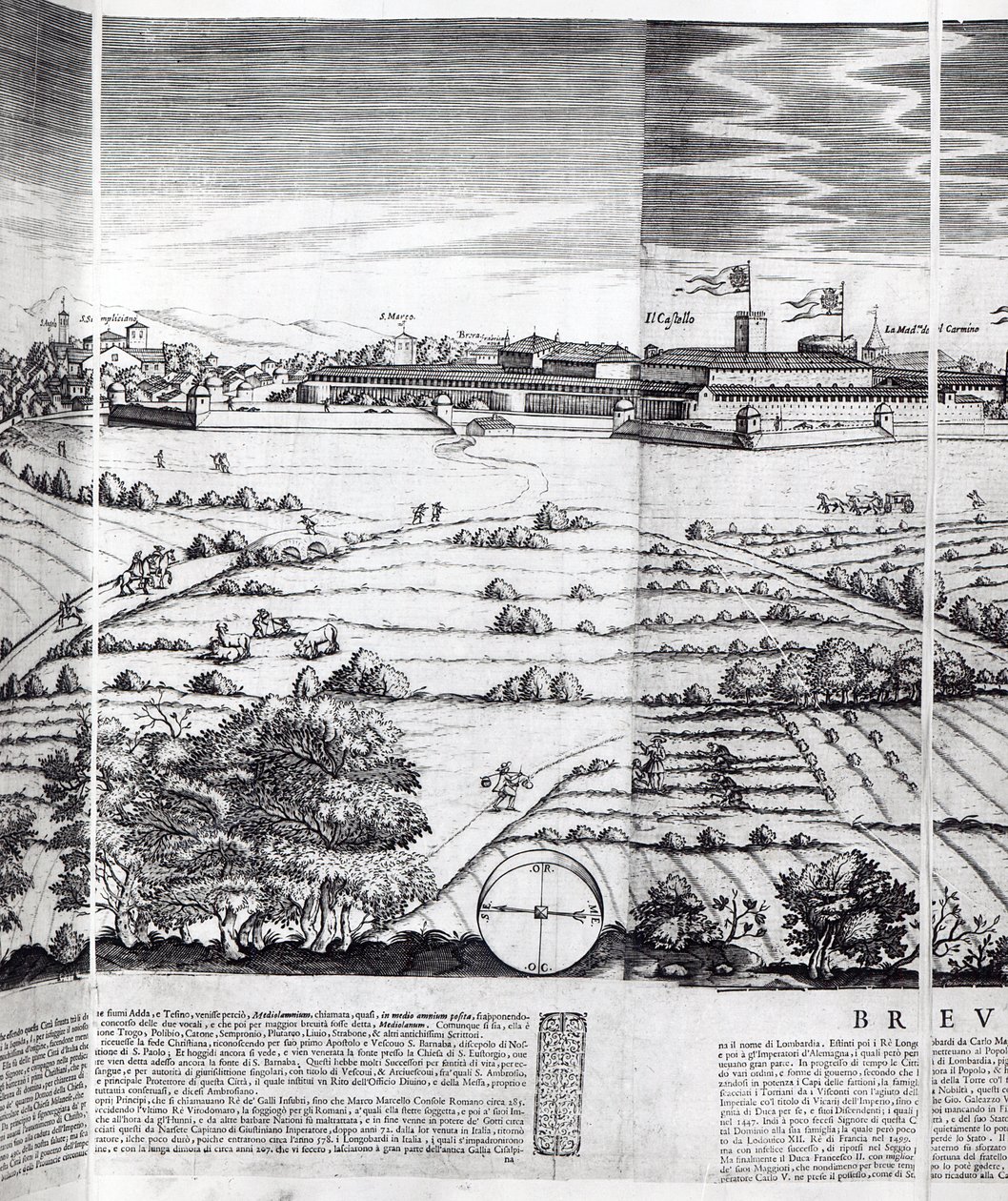 Fragment mapy Mediolanu, 1640 r autorstwa Giovanni Battista Bonacina