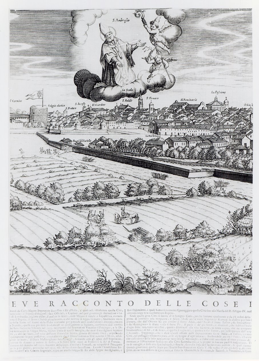 Fragment mapy Mediolanu, 1640 r autorstwa Giovanni Battista Bonacina