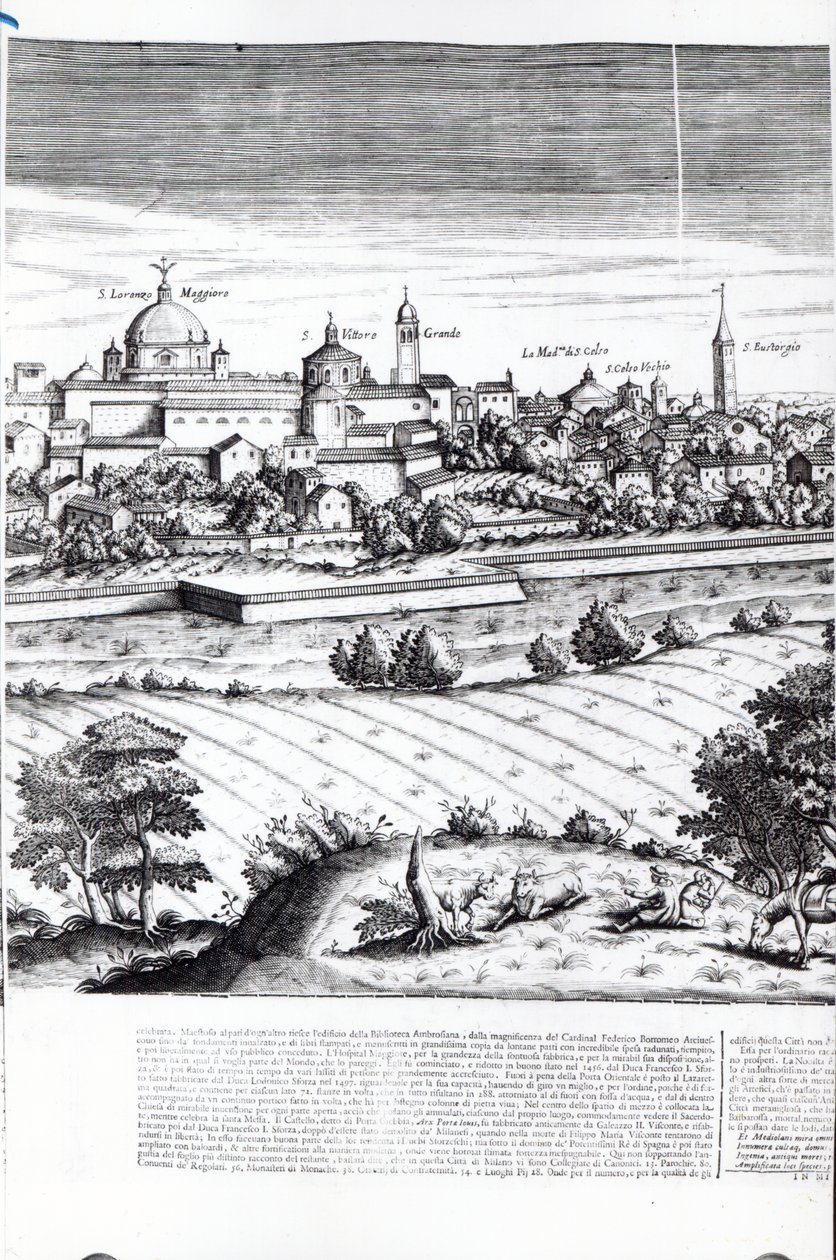 Fragment mapy Mediolanu, 1640 r autorstwa Giovanni Battista Bonacina