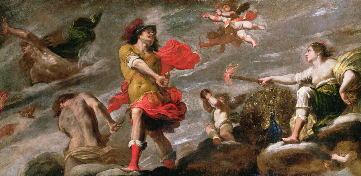Juno i Mars, c.1650 autorstwa Giovanni Battista Carlone