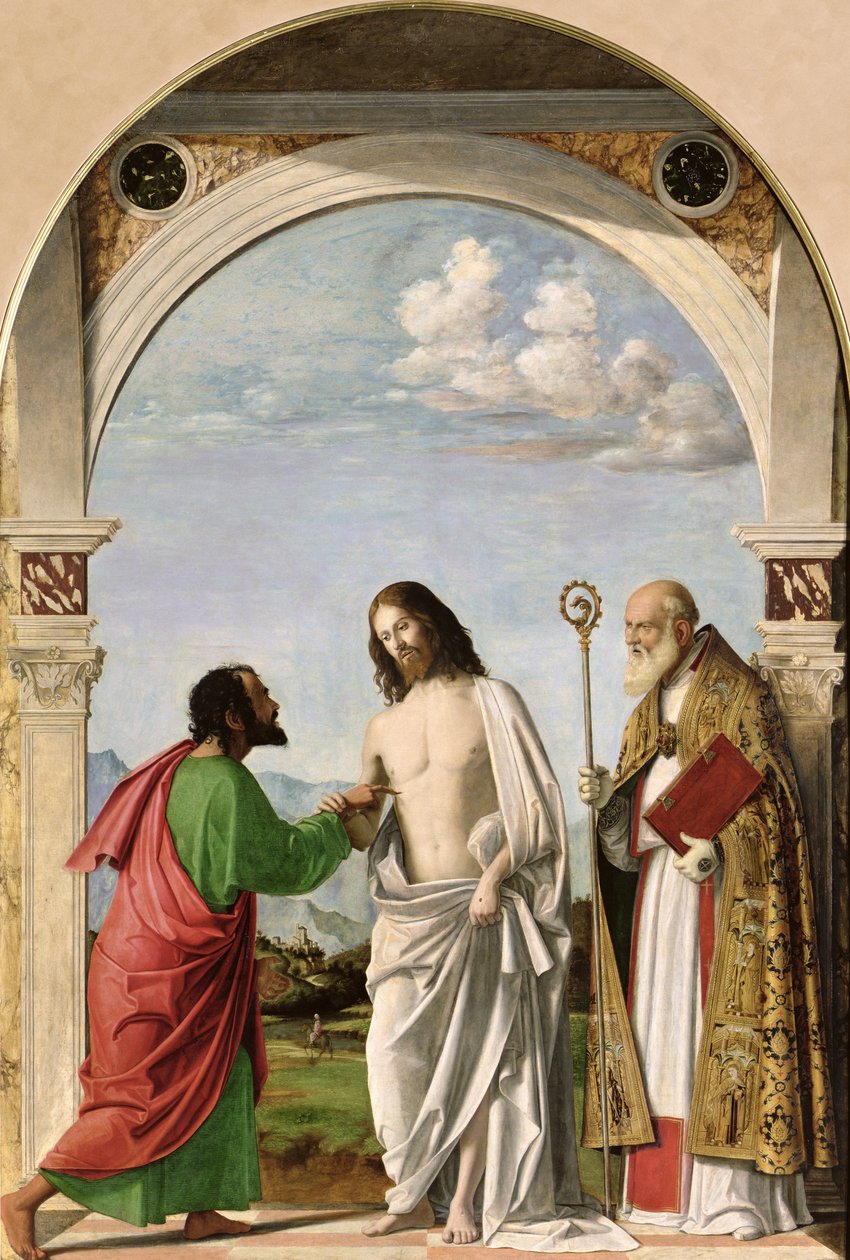 Niewierny Tomasz ze św. Magnusem, ok. 1504-05 autorstwa Giovanni Battista Cima da Conegliano