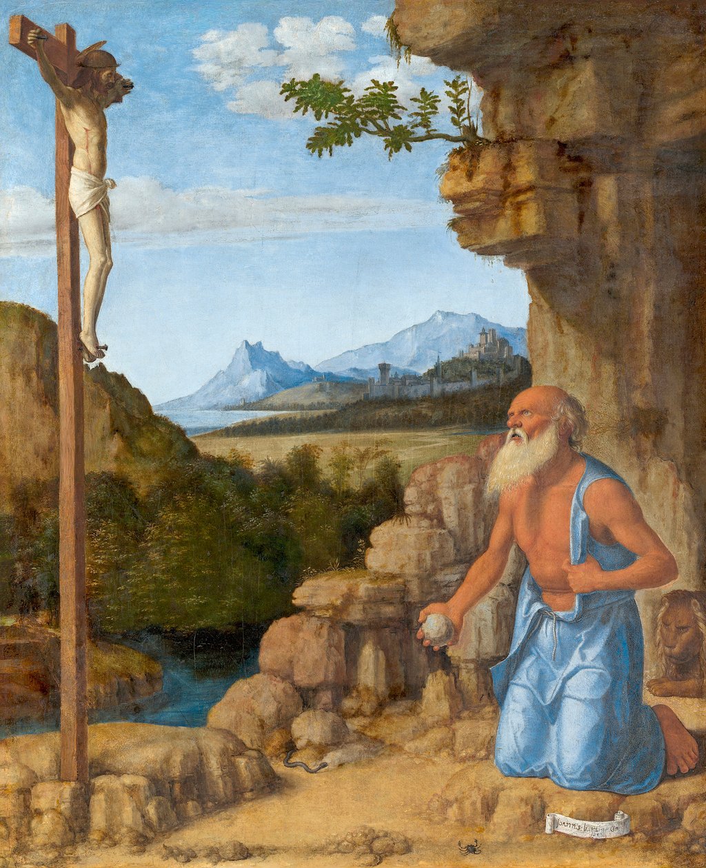 Św. Hieronim na pustkowiu, c. 1500-05 autorstwa Giovanni Battista Cima da Conegliano
