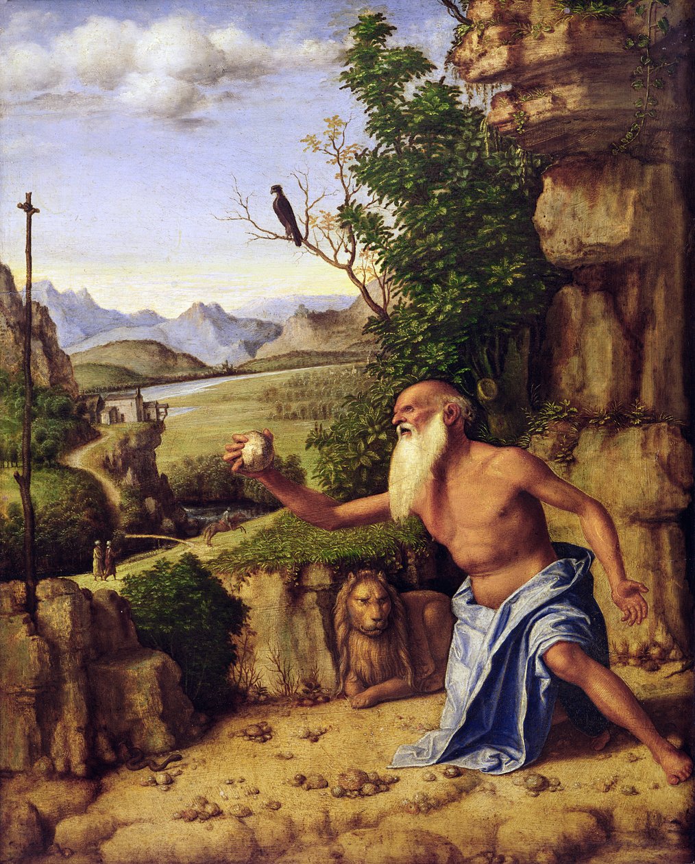 Św.Jerome w krajobrazie, ok.1500-10 (olej na drewnie) autorstwa Giovanni Battista Cima da Conegliano
