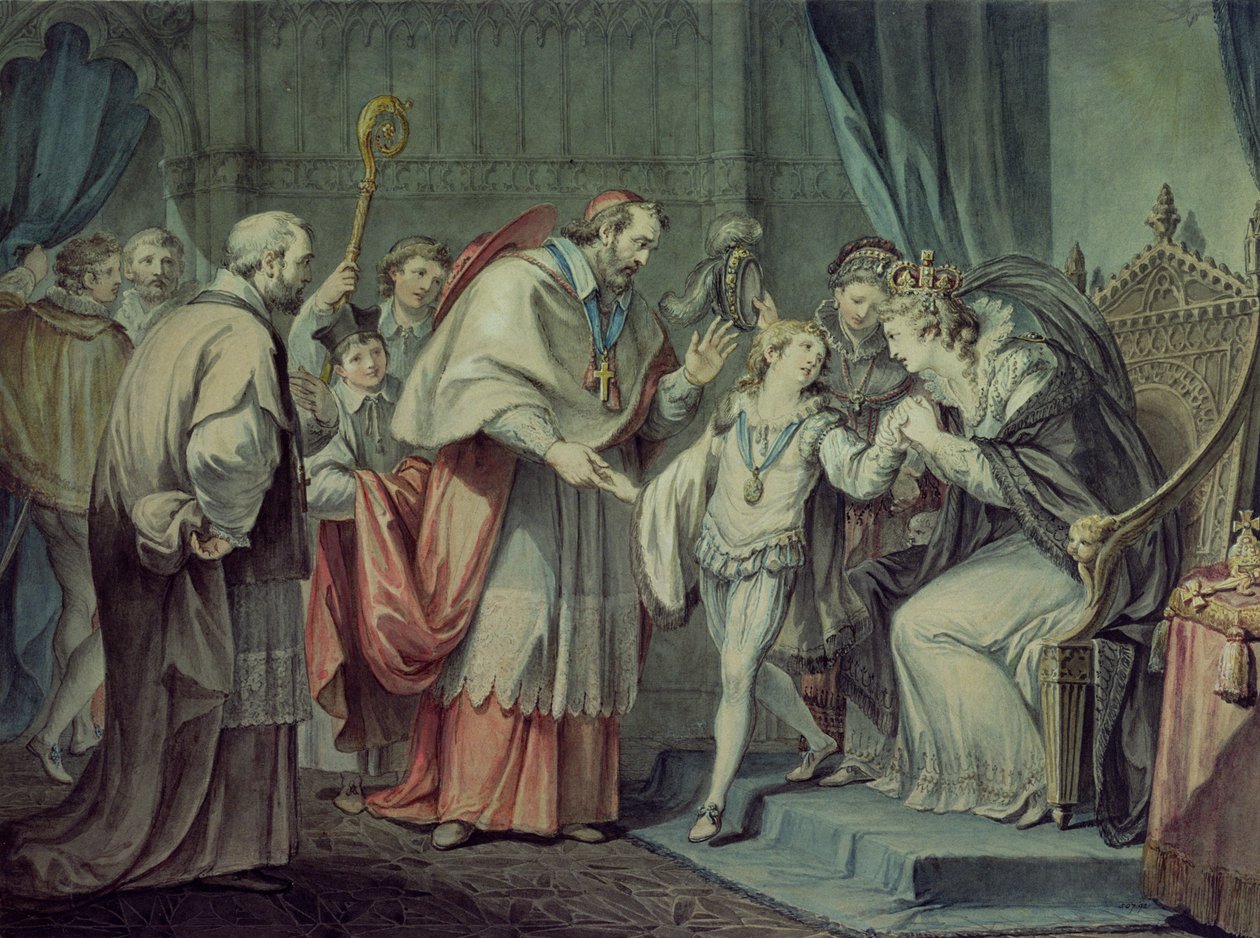 Ryszard, książę Yorku, żegna się ze swoją matką, Elizabeth Woodville, w Sanktuarium w Westminster autorstwa Giovanni Battista Cipriani