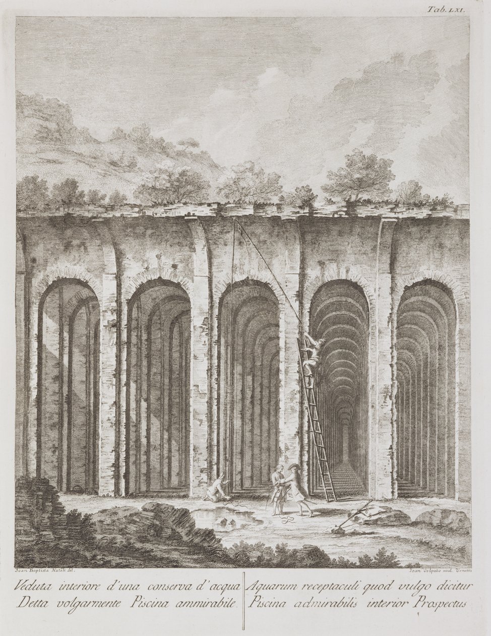 Piscina Mirabilis, z Pozostałości starożytności istniejących w Pozzuoli, Cuma i Baja autorstwa Paulo Antonio Paoli, ryty przez Giovanniego Volpato (1735-1803) autorstwa Giovanni Battista III Natali