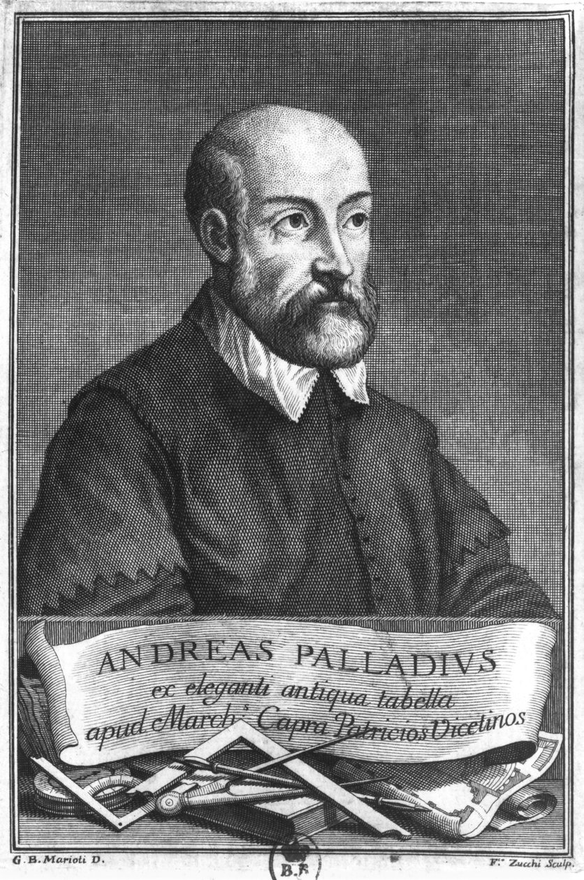 Andrea Palladio (1508-80) grawerowane przez Francesco II Zucchi (1692-1764) autorstwa Giovanni Battista Marioti