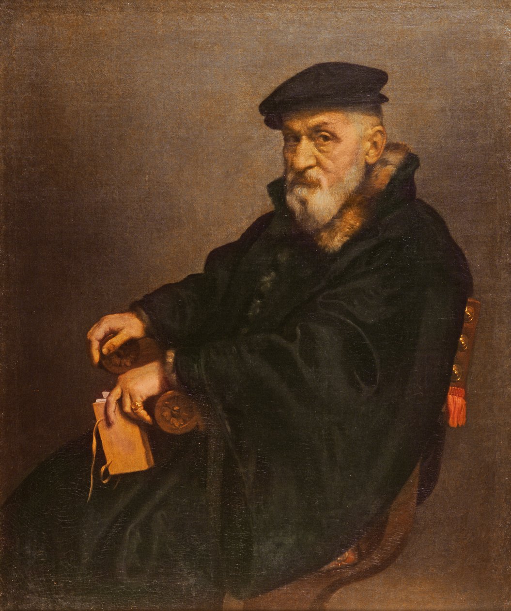 Portret starca z książką, prawdopodobnie Giovan Battista Seradobati, włoski notariusz, po 1575 autorstwa Giovanni Battista Moroni