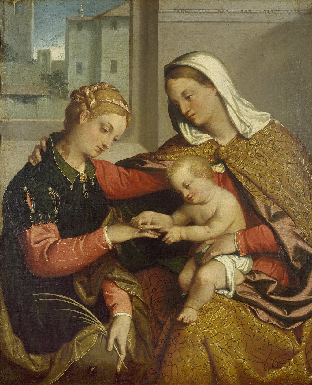 Mistyczne zaślubiny św. Katarzyny, XVI w. autorstwa Giovanni Battista Moroni