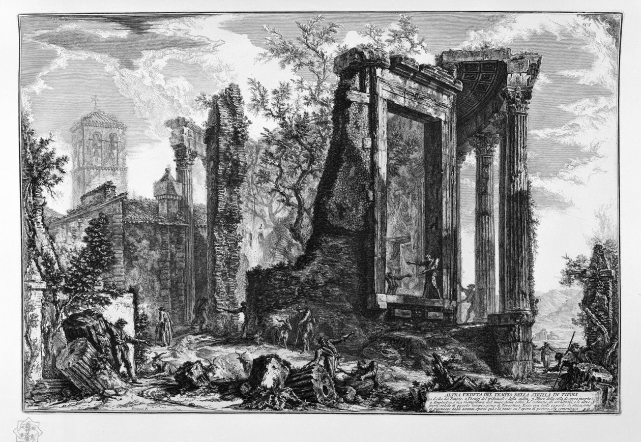 INNY WIDOK ŚWIĄTYNI SYBILSKIEJ W TIVOLI autorstwa Giovanni Battista Piranesi