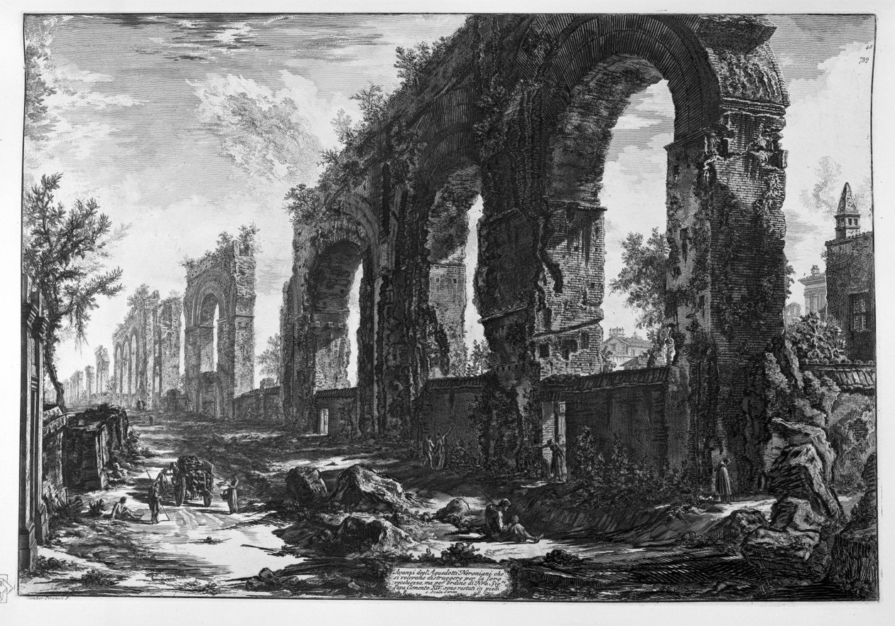 Pozostałości nerońskich akweduktów autorstwa Giovanni Battista Piranesi