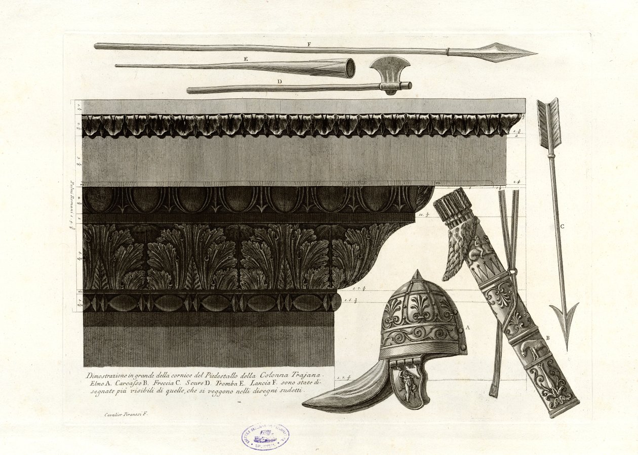 Duży pokaz ramy cokołu kolumny Trajana autorstwa Giovanni Battista Piranesi