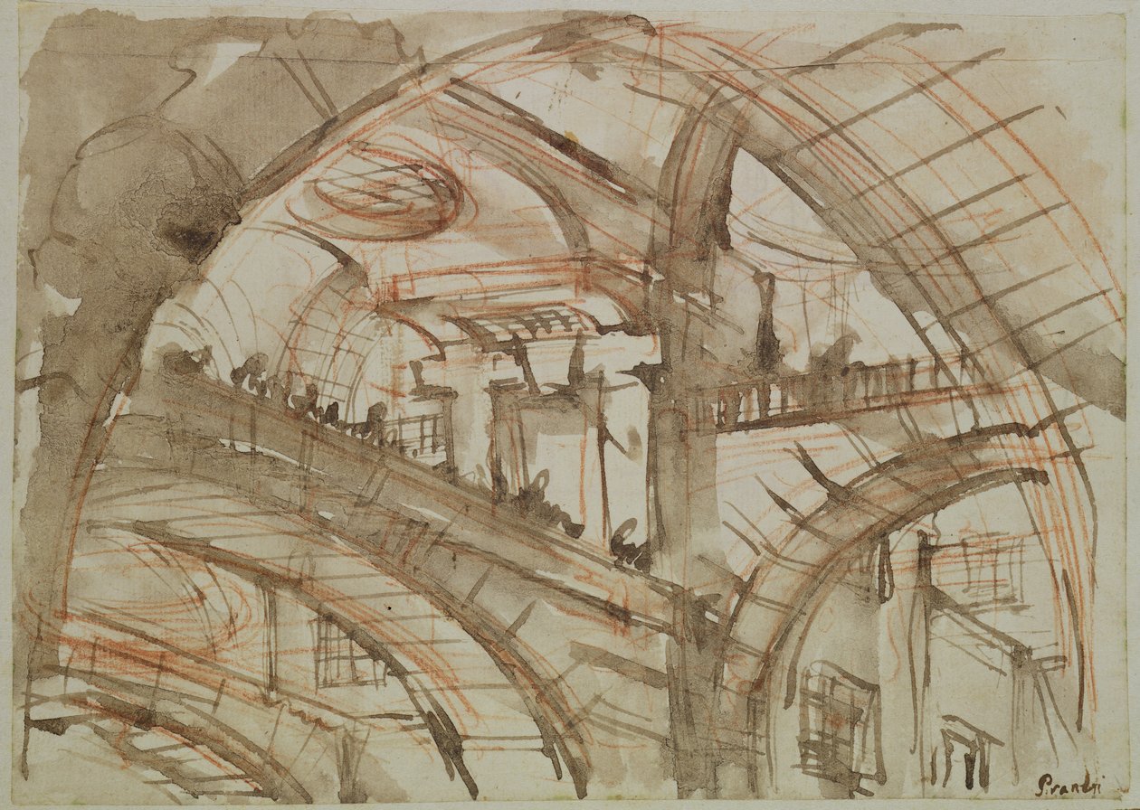 Rysunek wyimaginowanego więzienia (tusz i pranie na papierze) autorstwa Giovanni Battista Piranesi
