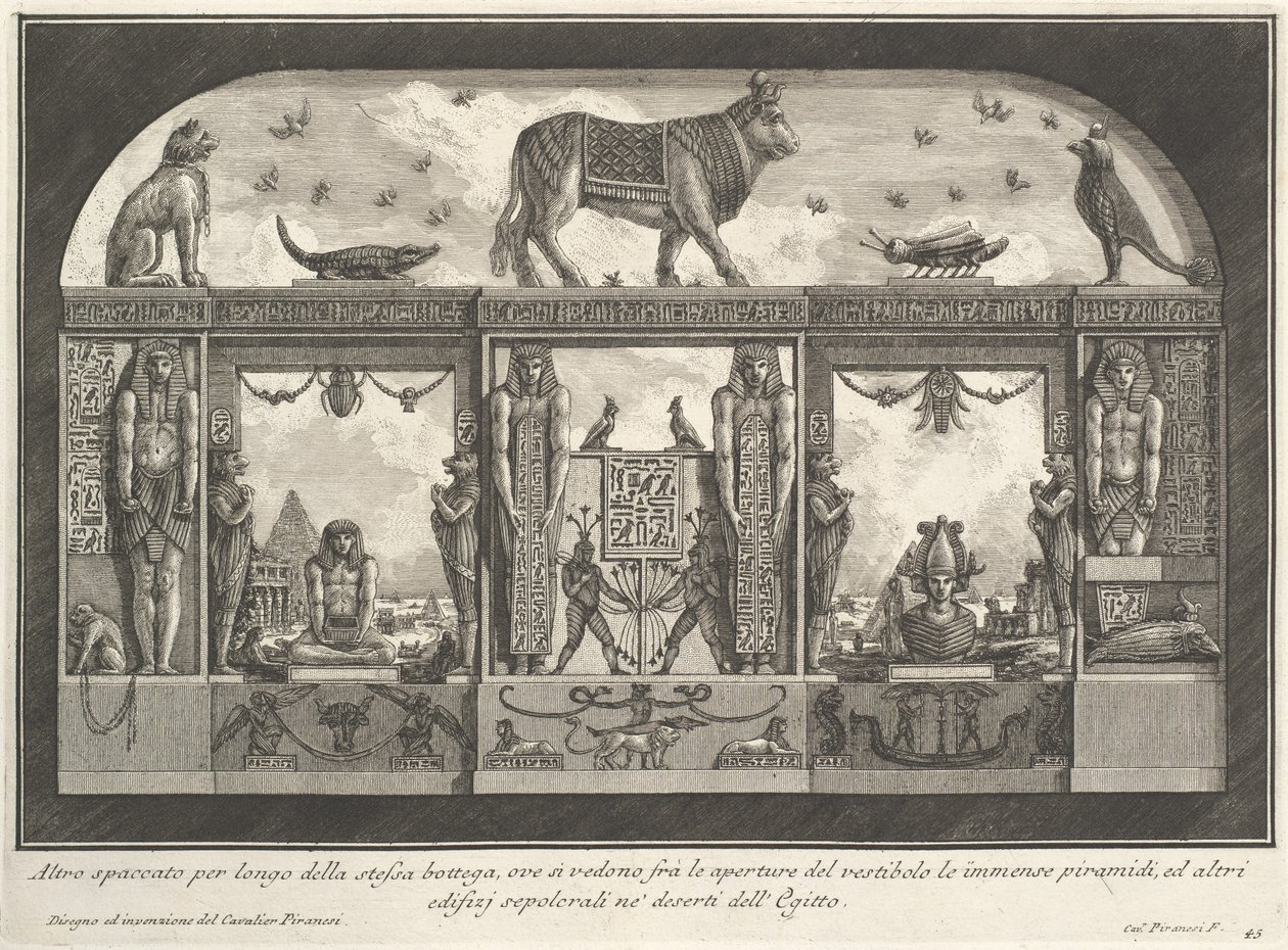 Egipska dekoracja ścienna do Caffè degli Inglesi, Piazza di Spagna, Rzym, 1769. Z różnych sposobów zdobienia ścieżek autorstwa Giovanni Battista Piranesi