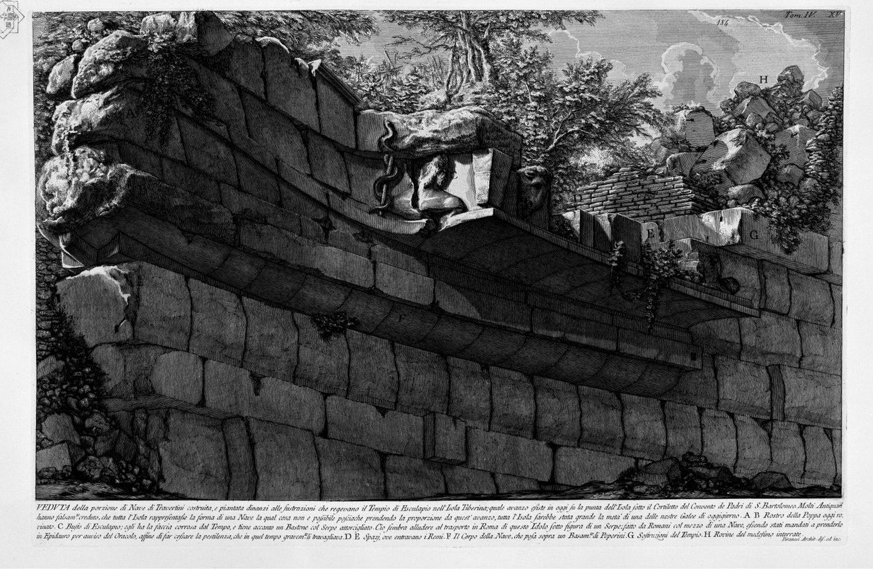 Wyspa Tybru autorstwa Giovanni Battista Piranesi