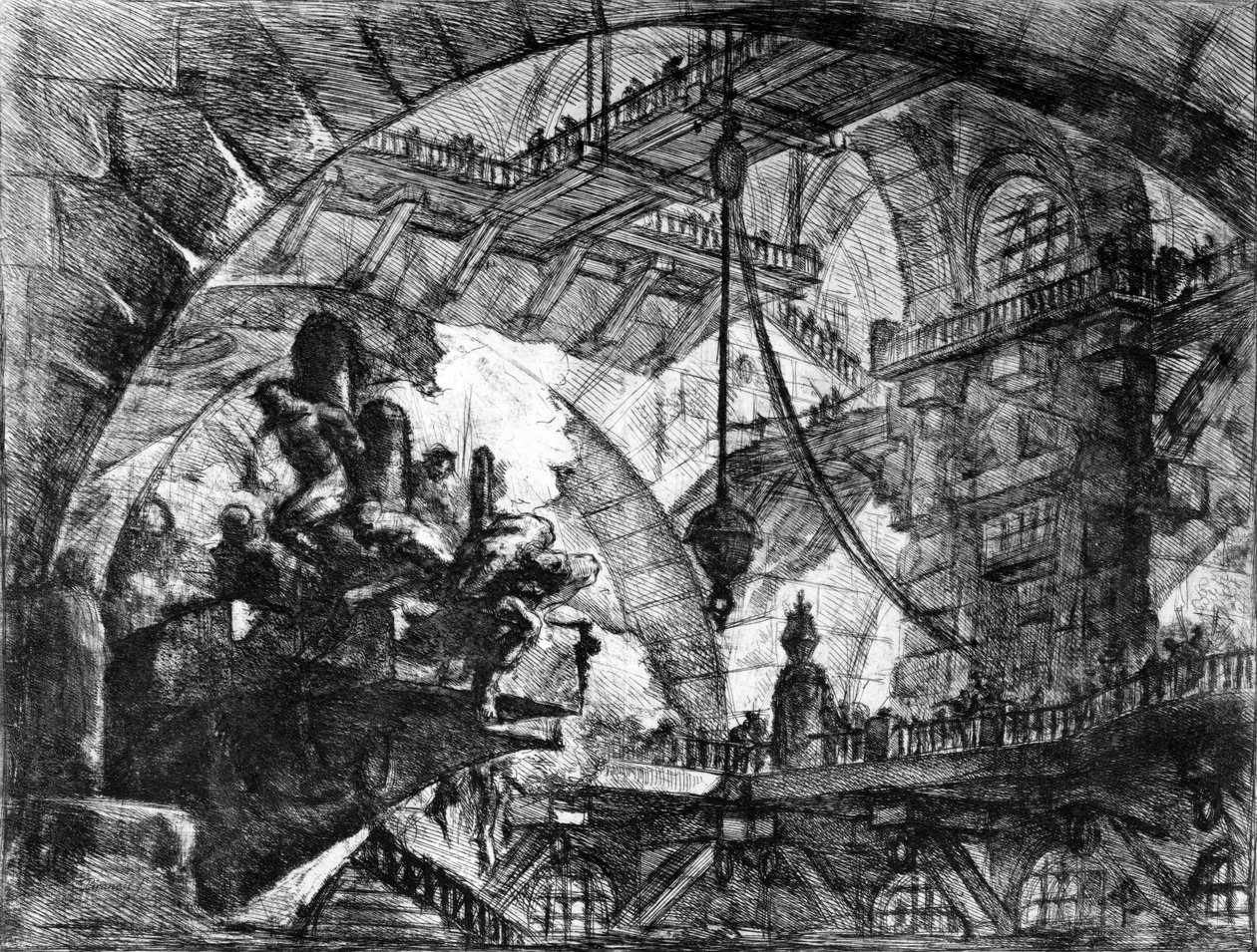 Talerz z serii „Więzienia wynalazków”, 1761 autorstwa Giovanni Battista Piranesi