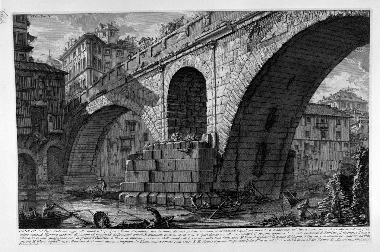 Ponte Fabricio autorstwa Giovanni Battista Piranesi