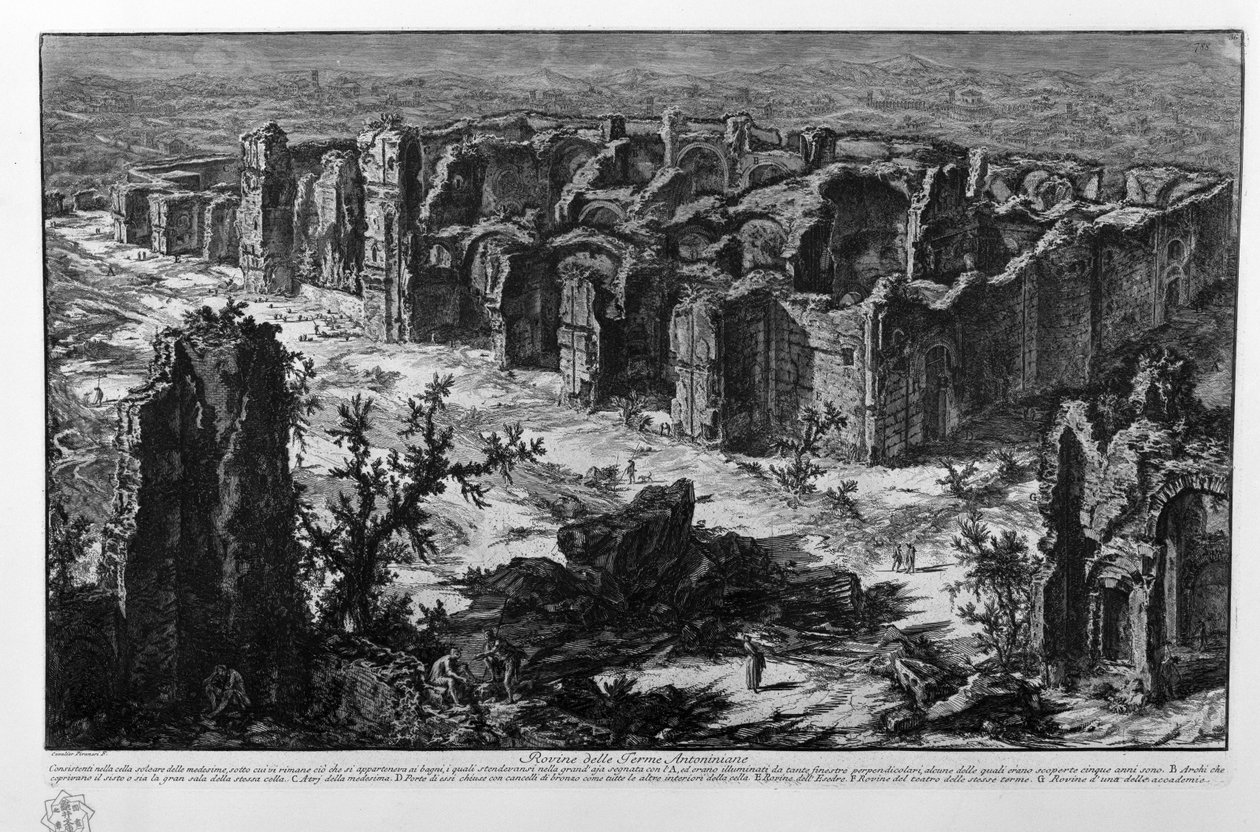 Ruiny łaźni antonińskich autorstwa Giovanni Battista Piranesi
