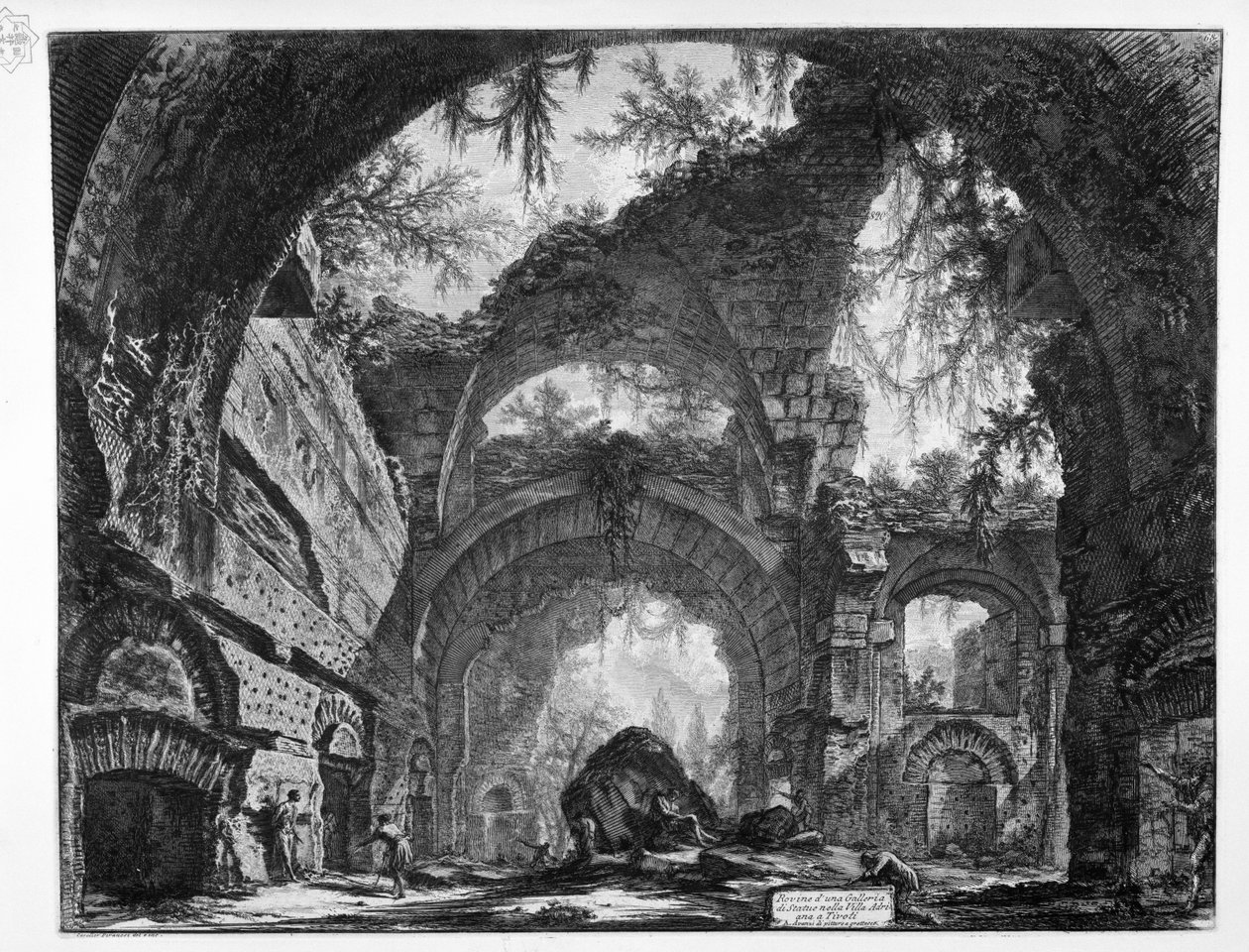 Ruiny Galerii Posągów w Willi Hadriana w Tivoli autorstwa Giovanni Battista Piranesi