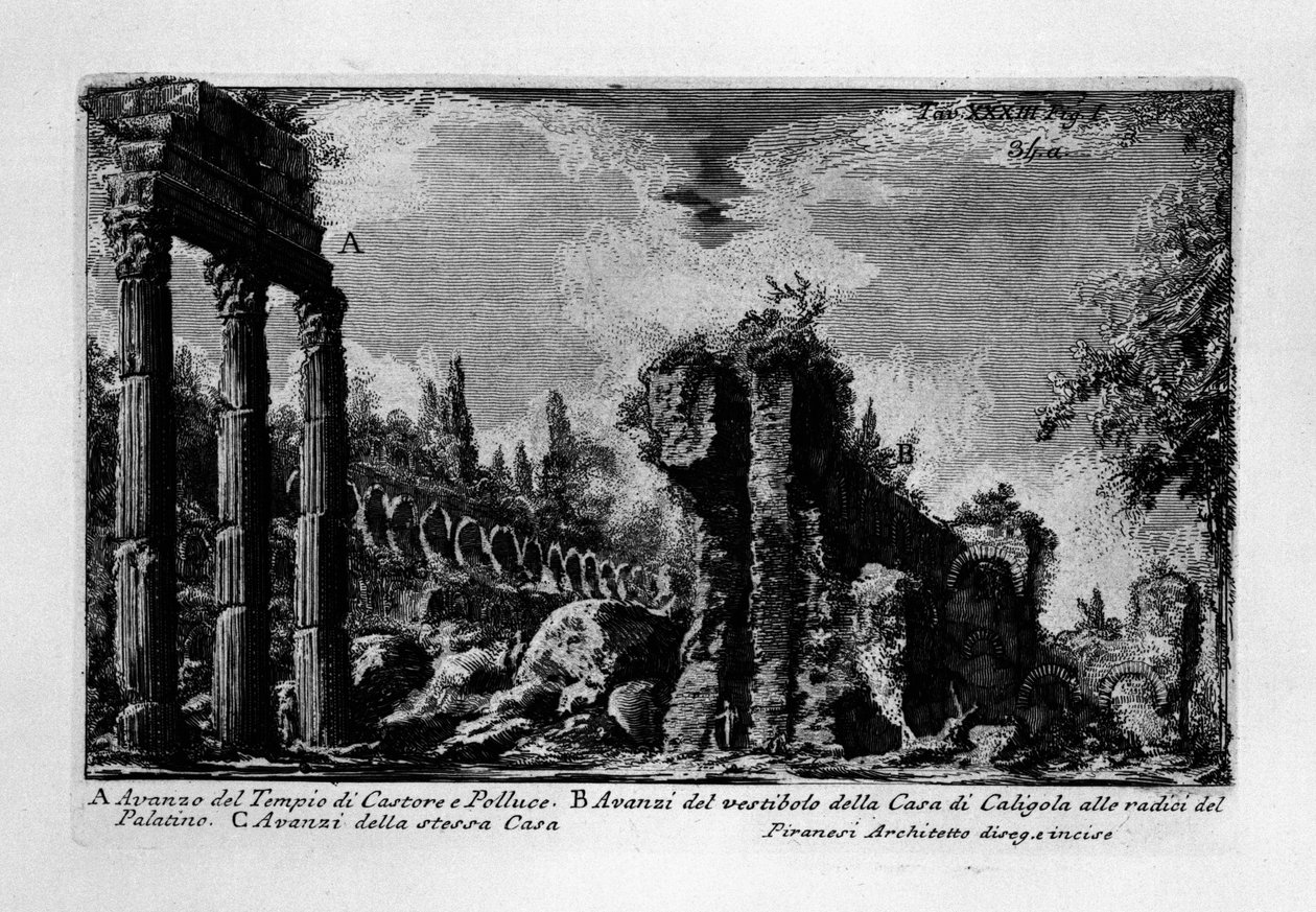 Świątynia Kastora i Polluksa, Rzym autorstwa Giovanni Battista Piranesi