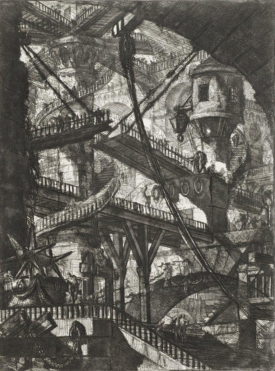 Most zwodzony, płyta VII z serii Carceri dInvenzione autorstwa Giovanni Battista Piranesi