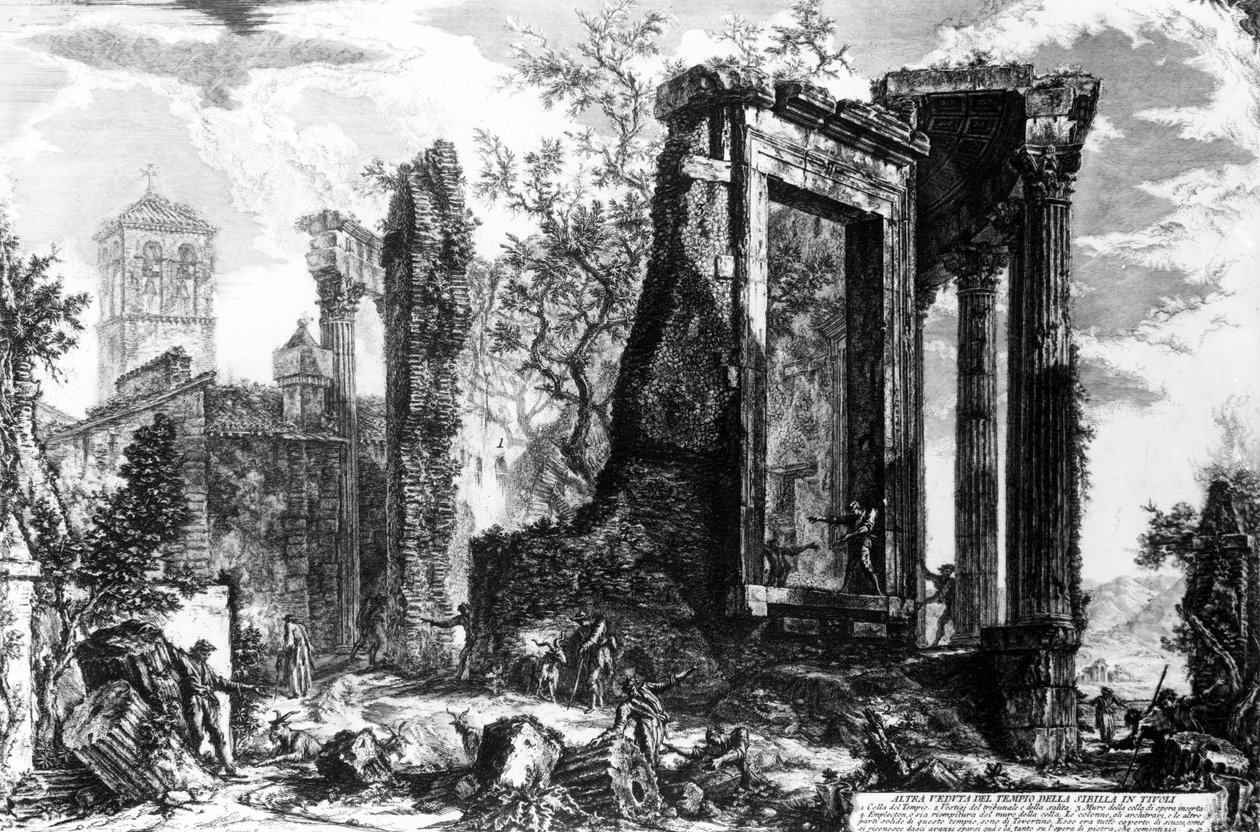 Świątynia Sybilli, Tivoli, z serii „Widoki Rzymu”, ok. 1760 autorstwa Giovanni Battista Piranesi