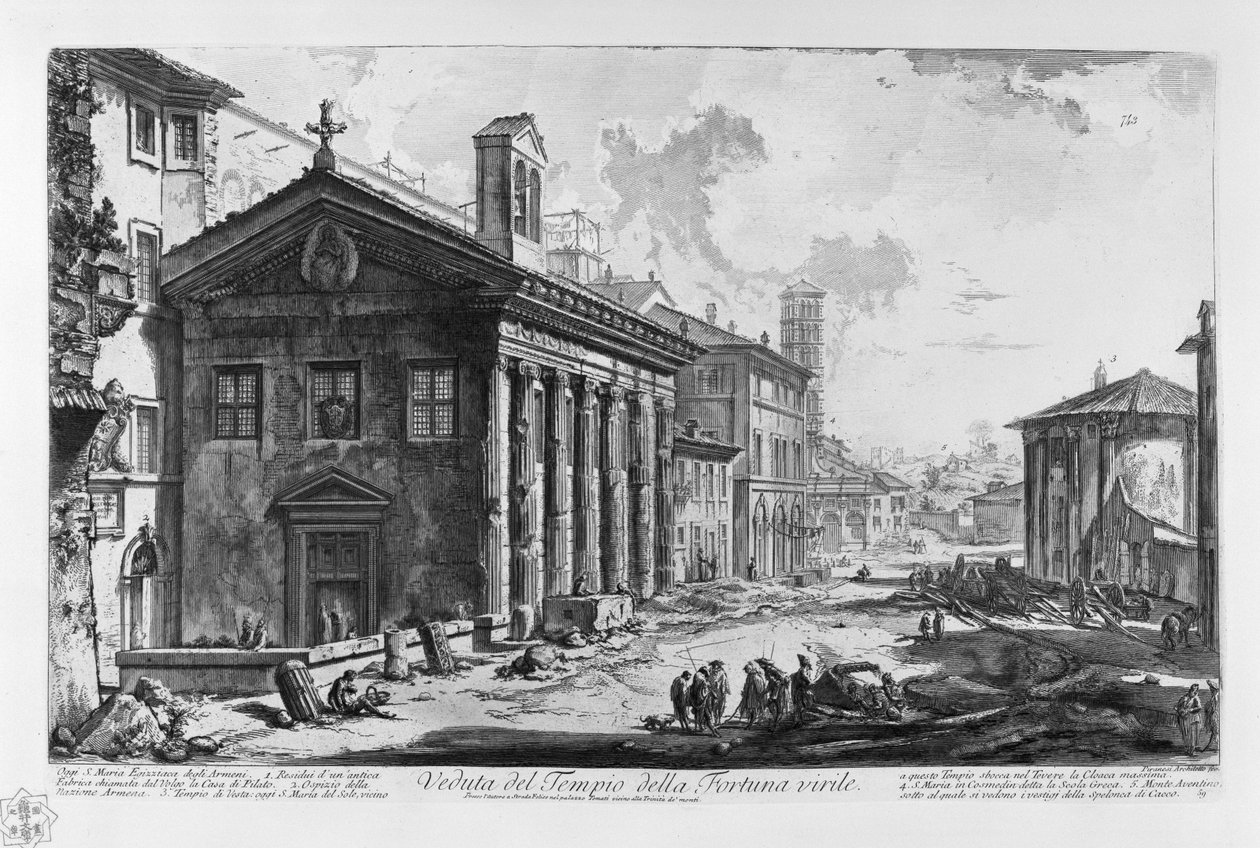 Widok na świątynię Portuno (Piranesi autorstwa Giovanni Battista Piranesi