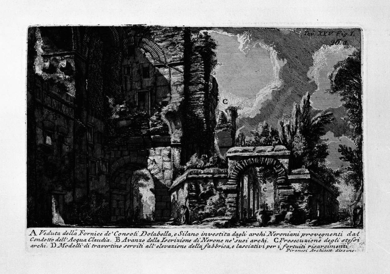 Widok na Fornice de Consoli Dolabella i Silano autorstwa Giovanni Battista Piranesi