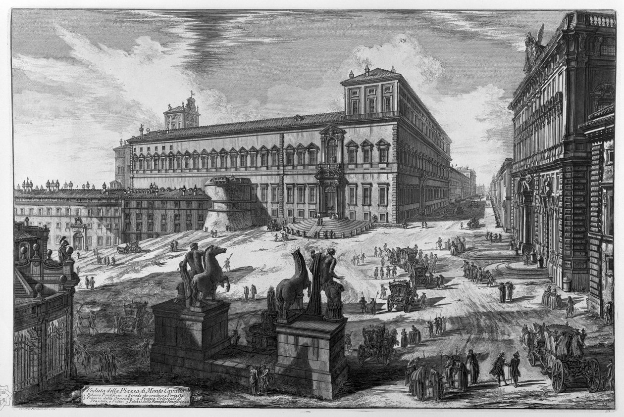 Widok na plac Monte Cavallo autorstwa Giovanni Battista Piranesi