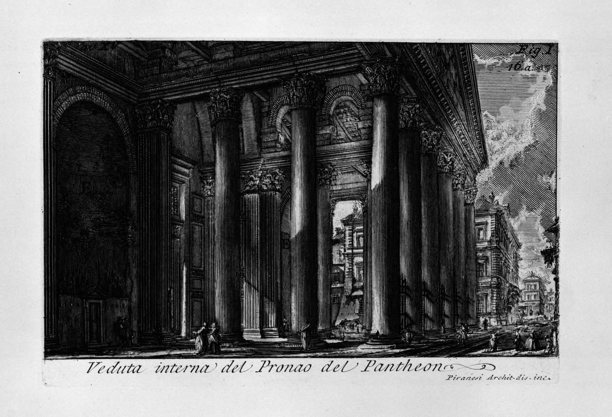 Widok wnętrza Pronaosa Panteonu autorstwa Giovanni Battista Piranesi