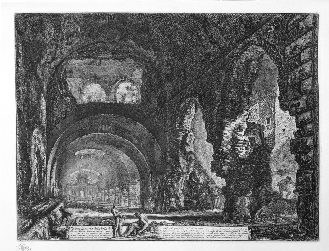 Widok wnętrza willi Mecenasa autorstwa Giovanni Battista Piranesi