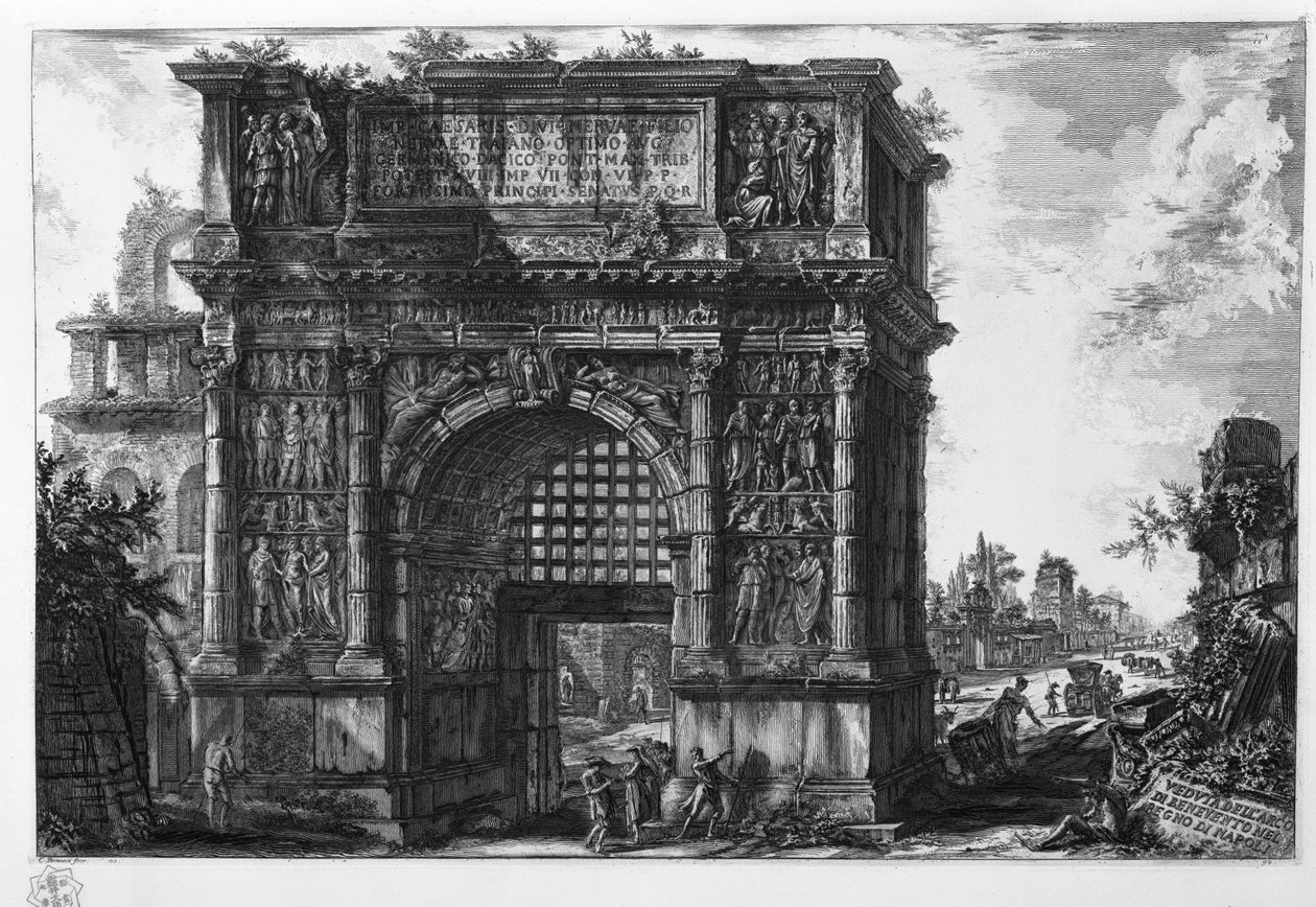 Widok łuku Benevento w królestwie Neapolu autorstwa Giovanni Battista Piranesi