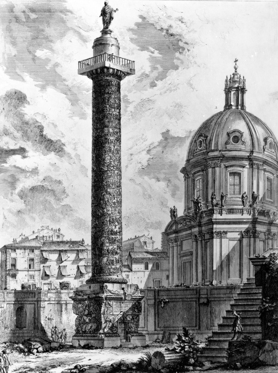 Widok Kolumny Trajana i kościoła SS Nome di Maria, z serii "Widoki Rzymu", ok. 1760 (akwaforta) autorstwa Giovanni Battista Piranesi