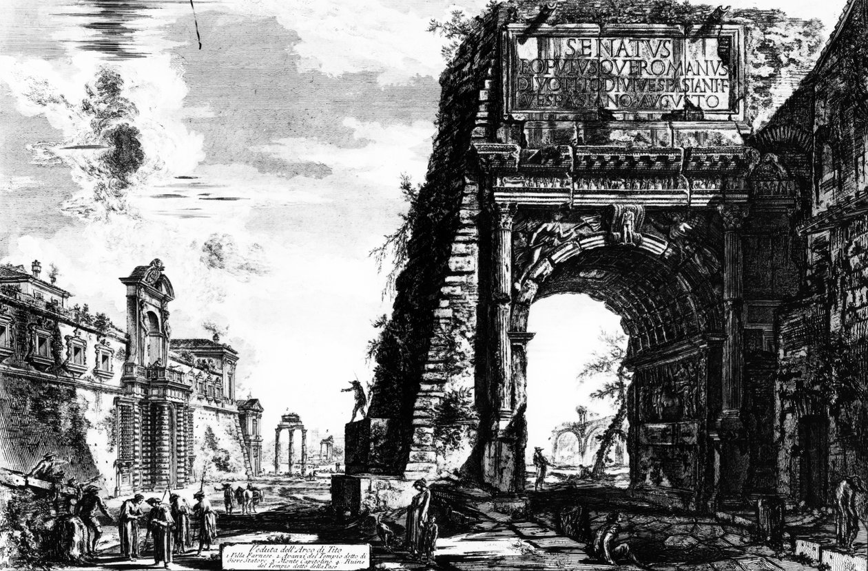 "Ромын үзэл бодол" цувралаас Титийн нуман хаалганы үзэмж, 1760 он. autorstwa Giovanni Battista Piranesi