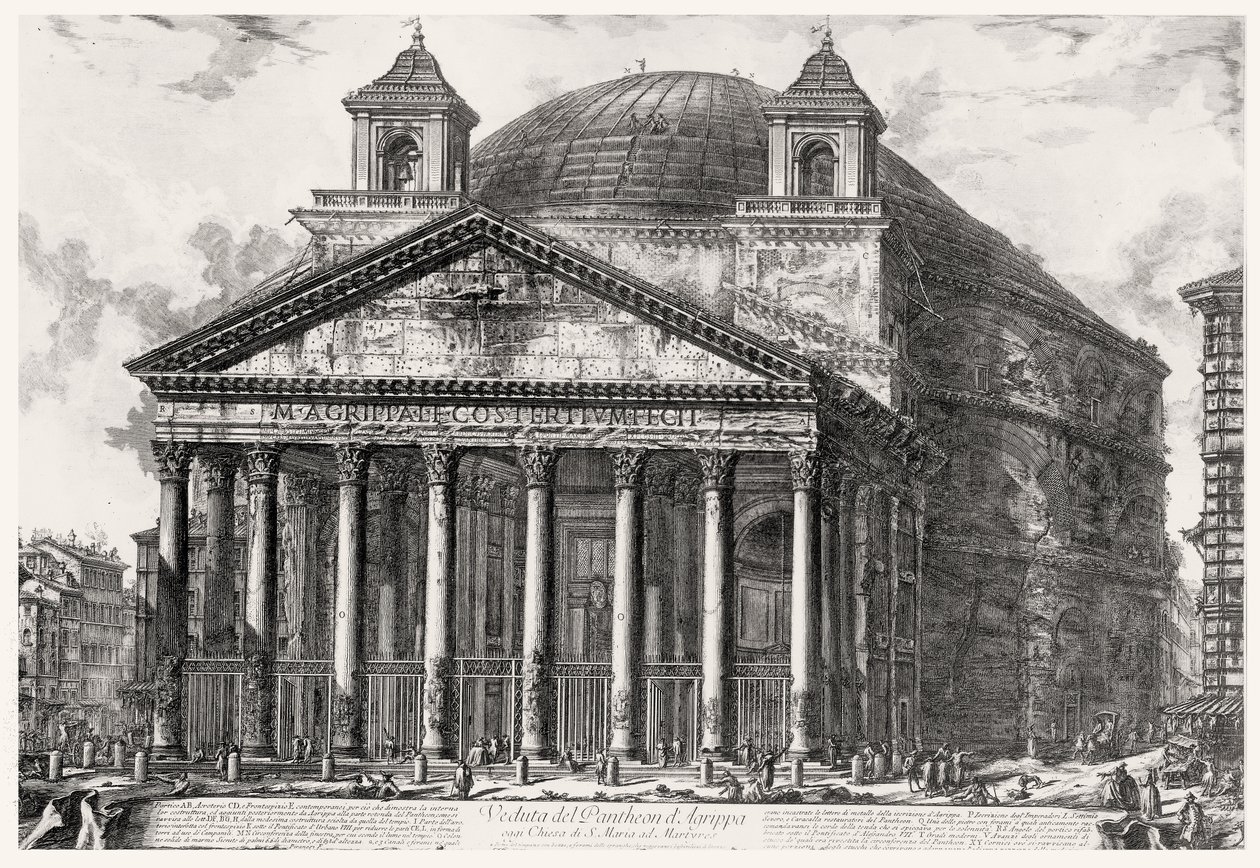 Widok Panteonu, z serii „Widoki Rzymu”, ok. 1760 autorstwa Giovanni Battista Piranesi