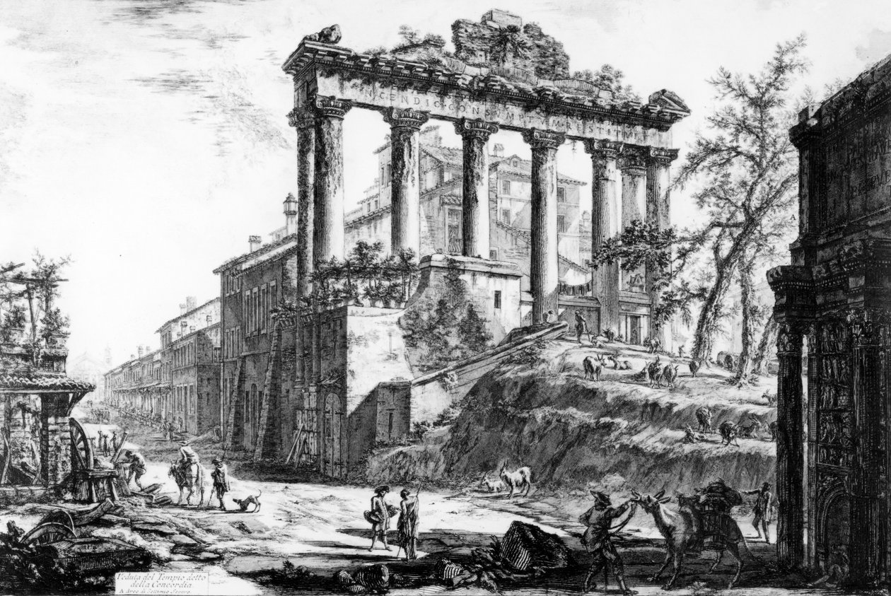 Widok Świątyni Zgody, z serii „Widoki Rzymu”, ok. 1760 autorstwa Giovanni Battista Piranesi