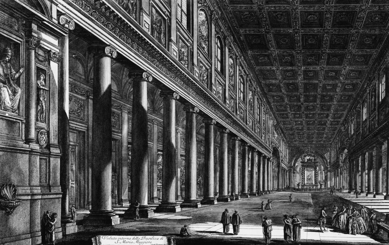 Widok wnętrza Santa Maria Maggiore, z cyklu „Widoki Rzymu”, ok. 1760 autorstwa Giovanni Battista Piranesi