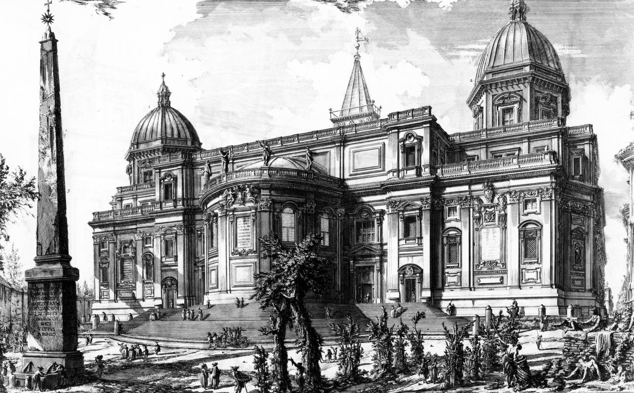 Widok tylnej fasady Santa Maria Maggiore, z serii „Widoki Rzymu”, ok. 1760 autorstwa Giovanni Battista Piranesi