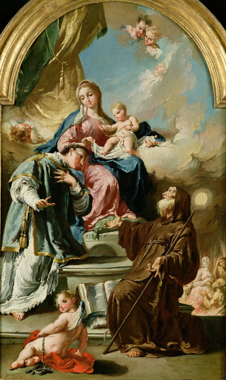Madonna z Dzieciątkiem na tronie ze św. Leonardem i św. Franciszkiem z Paola autorstwa Giovanni Battista Pittoni