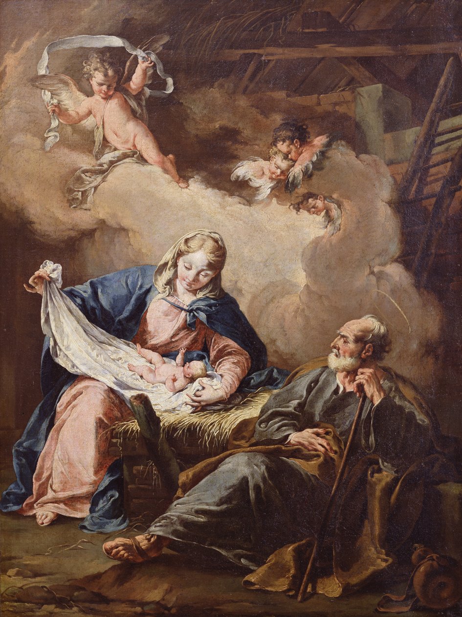 The Nativity, c.1730-40 poli autorstwa Giovanni Battista Pittoni