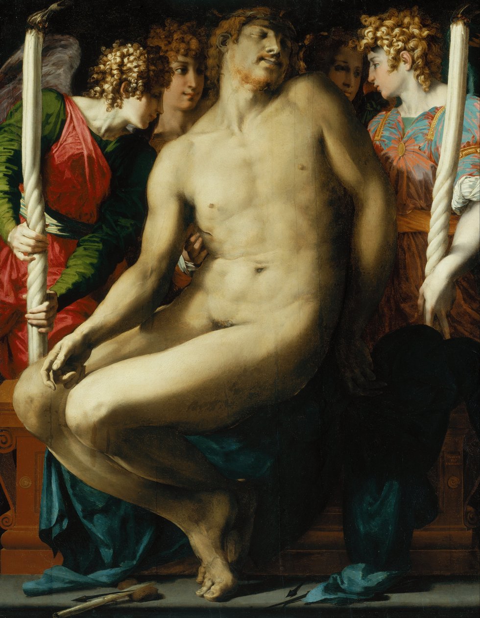 Martwy Chrystus z aniołami autorstwa Giovanni Battista Rosso Fiorentino